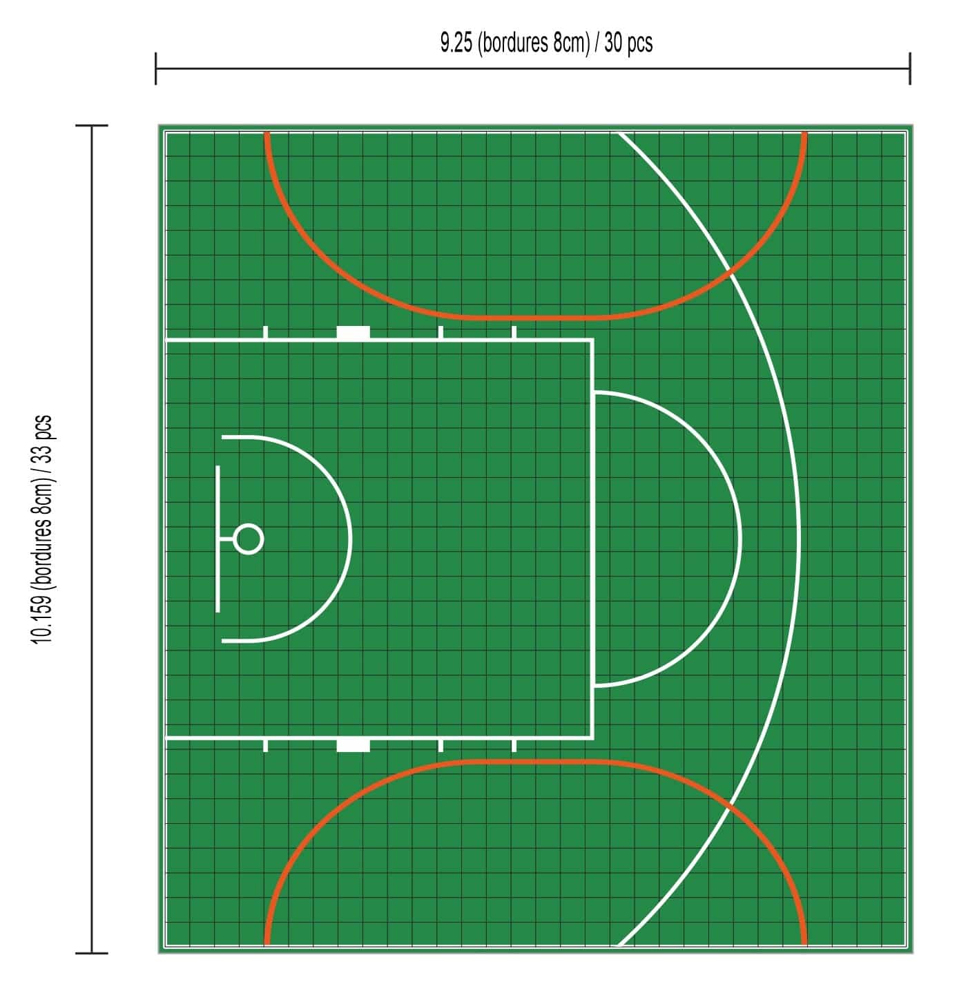 Dalles Performance pour terrain de Basket-Ball 3m x 3m (9m²) - Mon terrain  2 sports
